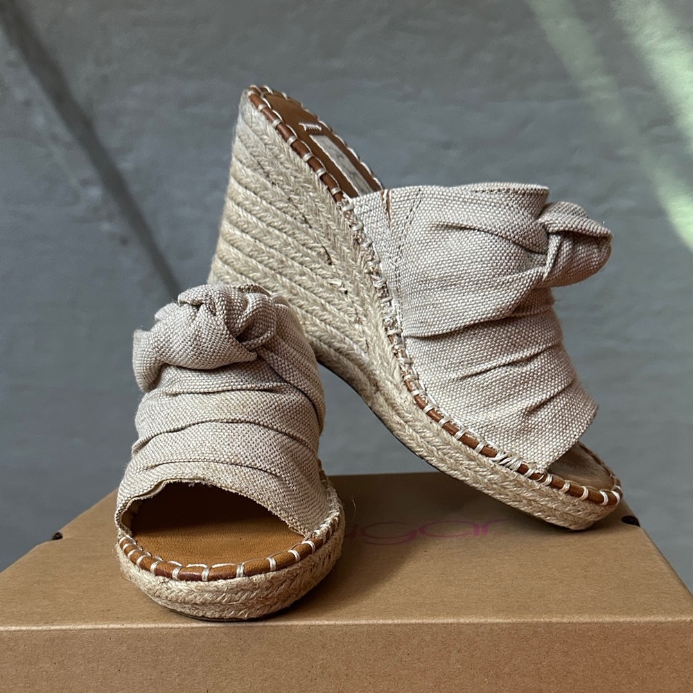 Sugar Beige Knotted Espadrille Wedges